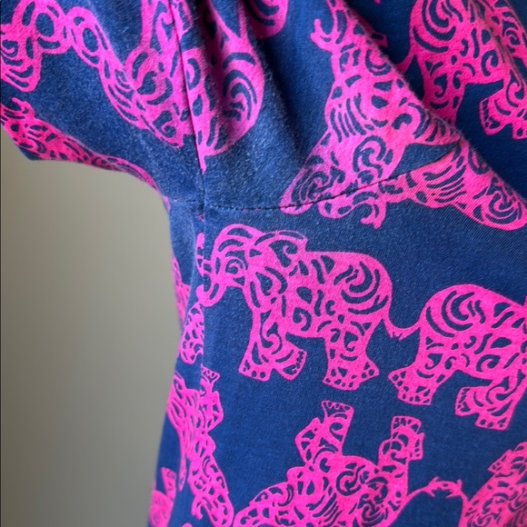 Lilly Pulitzer Marlowe Elephant Print Long Sleeve Pink and Blue Dress 🍁 - Picture 7 of 9